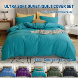 3 Piece Hotel Soft Microfiber Quilt Cover Set-2000TC Duvet/Donna Cover Set & Pillowcases -1 Quilt Cover Zipper Closure & 1 x Pillowcases-Breathable Bedding - Wrinkle, Fade, Stain Resistant(Biscay blue,King)
