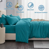 3 Piece Hotel Soft Microfiber Quilt Cover Set-2000TC Duvet/Donna Cover Set & Pillowcases -1 Quilt Cover Zipper Closure & 1 x Pillowcases-Breathable Bedding - Wrinkle, Fade, Stain Resistant(Biscay blue,King)