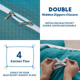 3 Piece Hotel Soft Microfiber Quilt Cover Set-2000TC Duvet/Donna Cover Set & Pillowcases -1 Quilt Cover Zipper Closure & 1 x Pillowcases-Breathable Bedding - Wrinkle, Fade, Stain Resistant(Biscay blue,King)