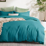 3 Piece Hotel Soft Microfiber Quilt Cover Set-2000TC Duvet/Donna Cover Set & Pillowcases -1 Quilt Cover Zipper Closure & 1 x Pillowcases-Breathable Bedding - Wrinkle, Fade, Stain Resistant(Biscay blue,King)