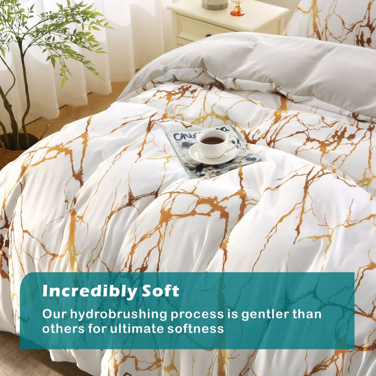 3 Piece Hotel Soft Microfiber Quilt Cover Set-2000TC Duvet/Donna Cover Set & Pillowcases -1 Quilt Cover Zipper Closure & 1 x Pillowcases-Breathable Bedding - Wrinkle, Fade, Stain Resistant(Modern Geometric,King)