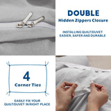 3 Piece Hotel Soft Microfiber Quilt Cover Set-2000TC Duvet/Donna Cover Set & Pillowcases -1 Quilt Cover Zipper Closure & 1 x Pillowcases-Breathable Bedding - Wrinkle, Fade, Stain Resistant(Silver-gray,King)