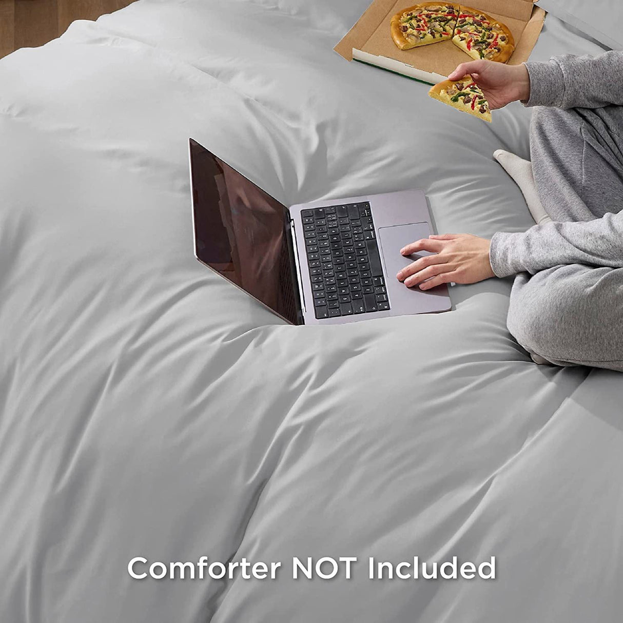 3 Piece Hotel Soft Microfiber Quilt Cover Set-2000TC Duvet/Donna Cover Set & Pillowcases -1 Quilt Cover Zipper Closure & 1 x Pillowcases-Breathable Bedding - Wrinkle, Fade, Stain Resistant(Silver-gray,King)