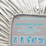 2 Piece Fitted Sheet Set- Fitted Sheet & Pillowcases -Breathable Bedding - Wrinkle, Fade, Stain Resistant- 40cm Deep Pocket Fitted Bed Sheet Set(Raw white,King Single)