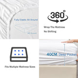 2 Piece Fitted Sheet Set- Fitted Sheet & Pillowcases -Breathable Bedding - Wrinkle, Fade, Stain Resistant- 40cm Deep Pocket Fitted Bed Sheet Set(Raw white,King Single)