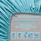 2 Piece Fitted Sheet Set- Fitted Sheet & Pillowcases -Breathable Bedding - Wrinkle, Fade, Stain Resistant- 40cm Deep Pocket Fitted Bed Sheet Set(Ice blue,King Single)