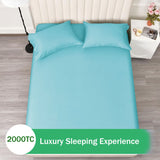 2 Piece Fitted Sheet Set- Fitted Sheet & Pillowcases -Breathable Bedding - Wrinkle, Fade, Stain Resistant- 40cm Deep Pocket Fitted Bed Sheet Set(Ice blue,King Single)
