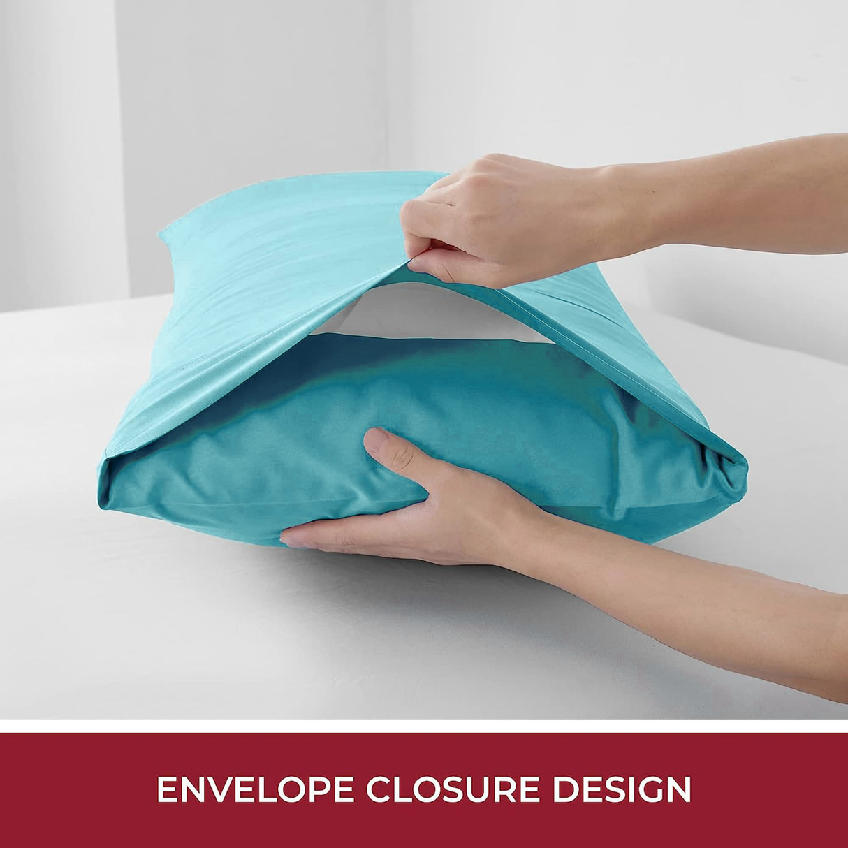 2 Piece Fitted Sheet Set- Fitted Sheet & Pillowcases -Breathable Bedding - Wrinkle, Fade, Stain Resistant- 40cm Deep Pocket Fitted Bed Sheet Set(Ice blue,King Single)