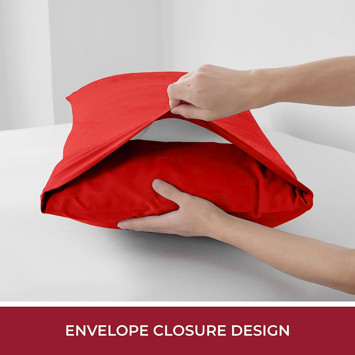 2 Piece Fitted Sheet Set- Fitted Sheet & Pillowcases -Breathable Bedding - Wrinkle, Fade, Stain Resistant- 40cm Deep Pocket Fitted Bed Sheet Set(Red,King Single)