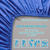 2 Piece Fitted Sheet Set- Fitted Sheet & Pillowcases -Breathable Bedding - Wrinkle, Fade, Stain Resistant- 40cm Deep Pocket Fitted Bed Sheet Set(Royal blue,King Single)