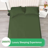 2 Piece Fitted Sheet Set- Fitted Sheet & Pillowcases -Breathable Bedding - Wrinkle, Fade, Stain Resistant- 40cm Deep Pocket Fitted Bed Sheet Set(Olive green,King Single)