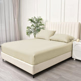 2 Piece Fitted Sheet Set- Fitted Sheet & Pillowcases -Breathable Bedding - Wrinkle, Fade, Stain Resistant- 40cm Deep Pocket Fitted Bed Sheet Set(Cream White,King Single)