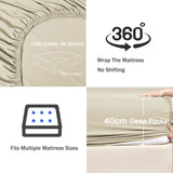 2 Piece Fitted Sheet Set- Fitted Sheet & Pillowcases -Breathable Bedding - Wrinkle, Fade, Stain Resistant- 40cm Deep Pocket Fitted Bed Sheet Set(Cream White,King Single)