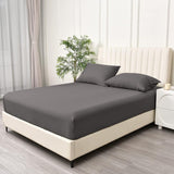 2 Piece Fitted Sheet Set- Fitted Sheet & Pillowcases -Breathable Bedding - Wrinkle, Fade, Stain Resistant- 40cm Deep Pocket Fitted Bed Sheet Set(Dark gray,King Single)