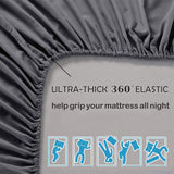 2 Piece Fitted Sheet Set- Fitted Sheet & Pillowcases -Breathable Bedding - Wrinkle, Fade, Stain Resistant- 40cm Deep Pocket Fitted Bed Sheet Set(Dark gray,King Single)