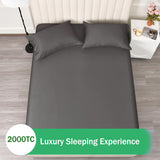 2 Piece Fitted Sheet Set- Fitted Sheet & Pillowcases -Breathable Bedding - Wrinkle, Fade, Stain Resistant- 40cm Deep Pocket Fitted Bed Sheet Set(Dark gray,King Single)