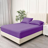 2 Piece Fitted Sheet Set- Fitted Sheet & Pillowcases -Breathable Bedding - Wrinkle, Fade, Stain Resistant- 40cm Deep Pocket Fitted Bed Sheet Set(Purple,King Single)