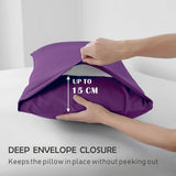 2 Piece Fitted Sheet Set- Fitted Sheet & Pillowcases -Breathable Bedding - Wrinkle, Fade, Stain Resistant- 40cm Deep Pocket Fitted Bed Sheet Set(Purple,King Single)