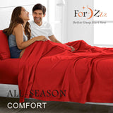 3 Piece Bed Sheet Set- Bedding Sheets & Pillowcases -Breathable Bedding - Wrinkle, Fade, Stain Resistant-Deep Pocket Flat Fitted Bed Sheet Set(Red,King Single)