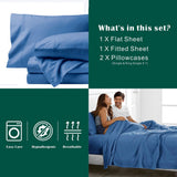 3 Piece Bed Sheet Set- Bedding Sheets & Pillowcases -Breathable Bedding - Wrinkle, Fade, Stain Resistant-Deep Pocket Flat Fitted Bed Sheet Set(Ocean,King Single)