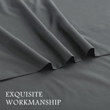 3 Piece Bed Sheet Set- Bedding Sheets & Pillowcases -Breathable Bedding - Wrinkle, Fade, Stain Resistant-Deep Pocket Flat Fitted Bed Sheet Set(Dark gray,King Single)