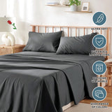 3 Piece Bed Sheet Set- Bedding Sheets & Pillowcases -Breathable Bedding - Wrinkle, Fade, Stain Resistant-Deep Pocket Flat Fitted Bed Sheet Set(Dark gray,King Single)