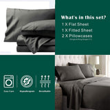 3 Piece Bed Sheet Set- Bedding Sheets & Pillowcases -Breathable Bedding - Wrinkle, Fade, Stain Resistant-Deep Pocket Flat Fitted Bed Sheet Set(Dark gray,King Single)