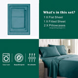 3 Piece Bed Sheet Set- Bedding Sheets & Pillowcases -Breathable Bedding - Wrinkle, Fade, Stain Resistant-Deep Pocket Flat Fitted Bed Sheet Set(Biscay blue,King Single)