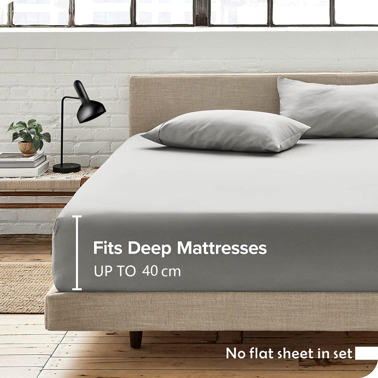 3 Piece Fitted Sheet Set- Fitted Sheet & Pillowcases -Breathable Bedding - Wrinkle, Fade, Stain Resistant- 40cm Deep Pocket Fitted Bed Sheet Set(Silver-gray,Queen)