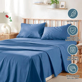 4 Piece Bed Sheet Set- Bedding Sheets & Pillowcases -Breathable Bedding - Wrinkle, Fade, Stain Resistant-Deep Pocket Flat Fitted Bed Sheet Set(Ocean,Queen)
