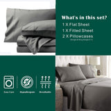 4 Piece Bed Sheet Set- Bedding Sheets & Pillowcases -Breathable Bedding - Wrinkle, Fade, Stain Resistant-Deep Pocket Flat Fitted Bed Sheet Set(Grey,Queen)