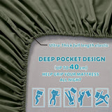 4 Piece Bed Sheet Set- Bedding Sheets & Pillowcases -Breathable Bedding - Wrinkle, Fade, Stain Resistant-Deep Pocket Flat Fitted Bed Sheet Set(Olive green,Queen)