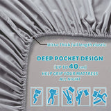 4 Piece Bed Sheet Set- Bedding Sheets & Pillowcases -Breathable Bedding - Wrinkle, Fade, Stain Resistant-Deep Pocket Flat Fitted Bed Sheet Set(Silver-gray,Queen)