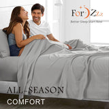 4 Piece Bed Sheet Set- Bedding Sheets & Pillowcases -Breathable Bedding - Wrinkle, Fade, Stain Resistant-Deep Pocket Flat Fitted Bed Sheet Set(Silver-gray,Queen)
