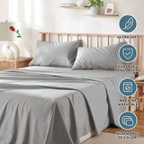 4 Piece Bed Sheet Set- Bedding Sheets & Pillowcases -Breathable Bedding - Wrinkle, Fade, Stain Resistant-Deep Pocket Flat Fitted Bed Sheet Set(Silver-gray,Queen)