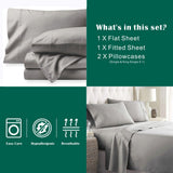 4 Piece Bed Sheet Set- Bedding Sheets & Pillowcases -Breathable Bedding - Wrinkle, Fade, Stain Resistant-Deep Pocket Flat Fitted Bed Sheet Set(Silver-gray,Queen)