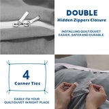 2 Piece Hotel Soft Microfiber Quilt Cover Set-2000TC Duvet/Donna Cover Set & Pillowcases -1 Quilt Cover Zipper Closure & 1 x Pillowcases-Breathable Bedding - Wrinkle, Fade, Stain Resistant(Grey,Single)