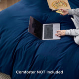 2 Piece Hotel Soft Microfiber Quilt Cover Set-2000TC Duvet/Donna Cover Set & Pillowcases -1 Quilt Cover Zipper Closure & 1 x Pillowcases-Breathable Bedding - Wrinkle, Fade, Stain Resistant(Navy,Single)
