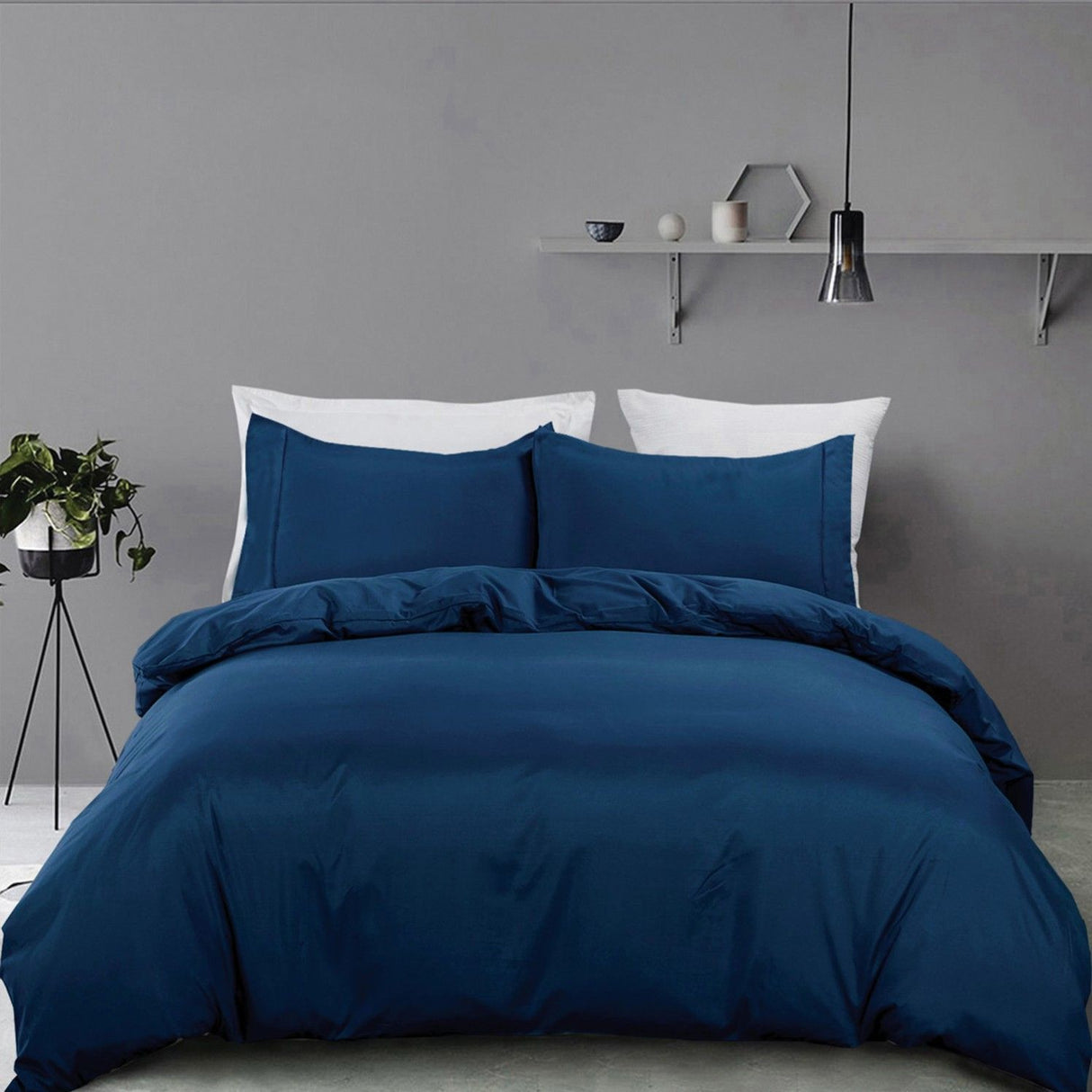 2 Piece Hotel Soft Microfiber Quilt Cover Set-2000TC Duvet/Donna Cover Set & Pillowcases -1 Quilt Cover Zipper Closure & 1 x Pillowcases-Breathable Bedding - Wrinkle, Fade, Stain Resistant(Navy,Single)
