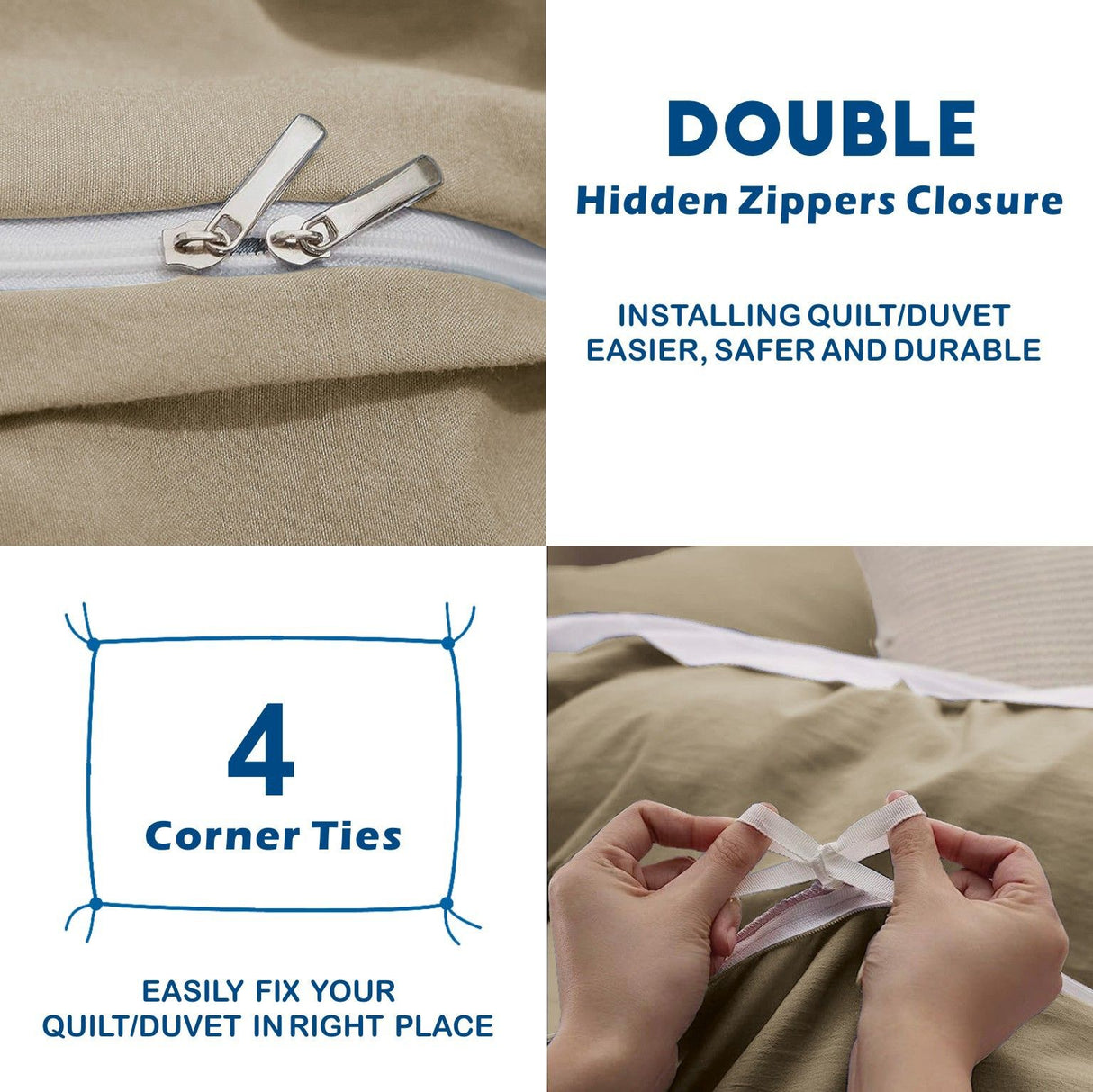 2 Piece Hotel Soft Microfiber Quilt Cover Set-2000TC Duvet/Donna Cover Set & Pillowcases -1 Quilt Cover Zipper Closure & 1 x Pillowcases-Breathable Bedding - Wrinkle, Fade, Stain Resistant(Camel Beige,Single)