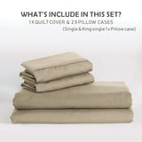 2 Piece Hotel Soft Microfiber Quilt Cover Set-2000TC Duvet/Donna Cover Set & Pillowcases -1 Quilt Cover Zipper Closure & 1 x Pillowcases-Breathable Bedding - Wrinkle, Fade, Stain Resistant(Camel Beige,Single)