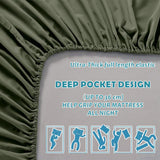 2 Piece Fitted Sheet Set- Fitted Sheet & Pillowcases -Breathable Bedding - Wrinkle, Fade, Stain Resistant- 40cm Deep Pocket Fitted Bed Sheet Set(Olive green,Single)