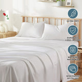 3 Piece Bed Sheet Set- Bedding Sheets & Pillowcases -Breathable Bedding - Wrinkle, Fade, Stain Resistant-Deep Pocket Flat Fitted Bed Sheet Set(White,Single)