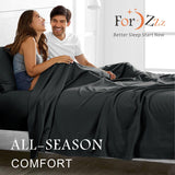 3 Piece Bed Sheet Set- Bedding Sheets & Pillowcases -Breathable Bedding - Wrinkle, Fade, Stain Resistant-Deep Pocket Flat Fitted Bed Sheet Set(Black,Single)