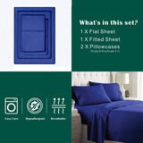3 Piece Bed Sheet Set- Bedding Sheets & Pillowcases -Breathable Bedding - Wrinkle, Fade, Stain Resistant-Deep Pocket Flat Fitted Bed Sheet Set(Royal blue,Single)