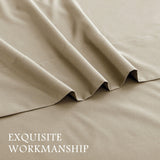3 Piece Bed Sheet Set- Bedding Sheets & Pillowcases -Breathable Bedding - Wrinkle, Fade, Stain Resistant-Deep Pocket Flat Fitted Bed Sheet Set(Camel Beige,Single)