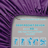 3 Piece Bed Sheet Set- Bedding Sheets & Pillowcases -Breathable Bedding - Wrinkle, Fade, Stain Resistant-Deep Pocket Flat Fitted Bed Sheet Set(Purple,Single)