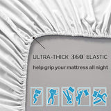3 Piece Fitted Sheet Set- Fitted Sheet & Pillowcases -Breathable Bedding - Wrinkle, Fade, Stain Resistant- 40cm Deep Pocket Fitted Bed Sheet Set(White,Super King)