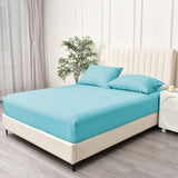 3 Piece Fitted Sheet Set- Fitted Sheet & Pillowcases -Breathable Bedding - Wrinkle, Fade, Stain Resistant- 40cm Deep Pocket Fitted Bed Sheet Set(Ice blue,Super King)