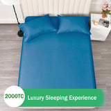 3 Piece Fitted Sheet Set- Fitted Sheet & Pillowcases -Breathable Bedding - Wrinkle, Fade, Stain Resistant- 40cm Deep Pocket Fitted Bed Sheet Set(Ocean,Super King)